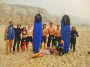 surfers after surf lessons fun, beautiful beach, santa cruz