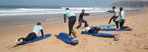 group surf lessons at Praia Azul